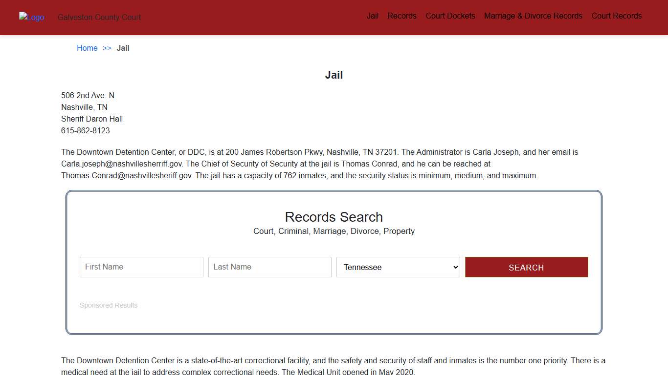 Jail | Davidson County TN Court